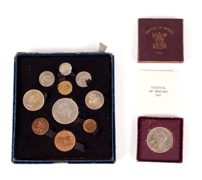 Lot 70 - A set of George VI Festival of Britain coins,...