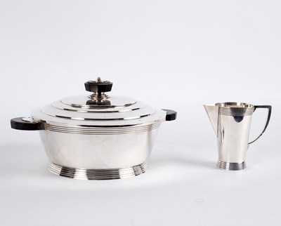 Lot 83 - An Art Deco plated tureen with stepped cover...