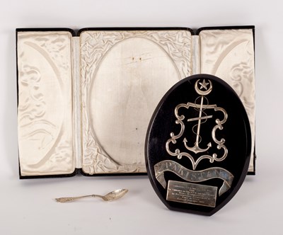 Lot 86 - Naval Interest: A presentation plaque with...