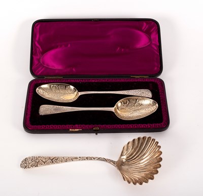 Lot 105 - A sterling silver fruit spoon, Jacobi &...