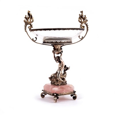 Lot 141 - A Continental silver and rock crystal tazza,...