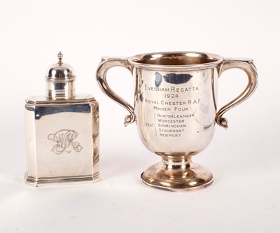 Lot 144 - A Queen Anne style silver tea caddy, TB,...