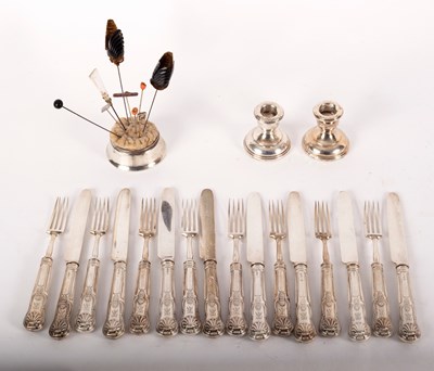 Lot 148 - A set of eight silver dessert knives and forks,...