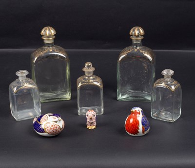 Lot 162 - A pair of Spanish glass decanters and stoppers...