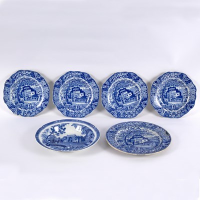 Lot 176 - Four Staffordshire blue and white bowls,...