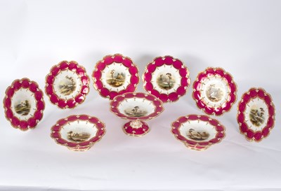 Lot 180 - A Coalport nine-piece dessert service, painted...