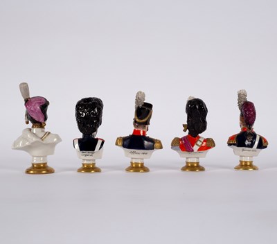 Lot 187 - Five German porcelain soldier busts in dated...