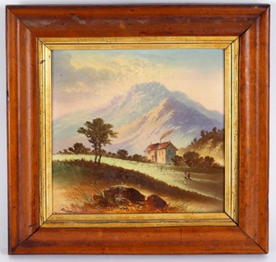 Lot 214 - A porcelain plaque, decorated a highland...