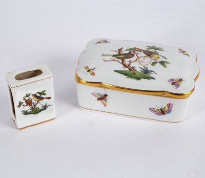 Lot 222 - A Herend Rothschild birds pattern box and...