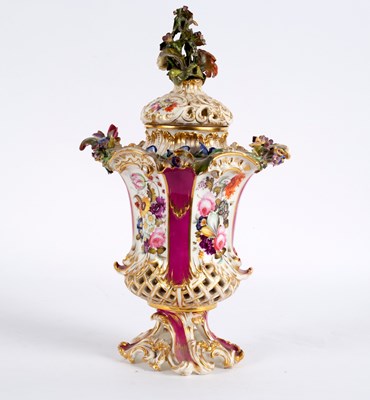 Lot 225 - A Coalport pot pourri and cover with encrusted...