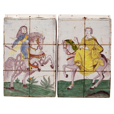 Lot 236 - A pair of Dutch Delft tile tableaux, 19th...