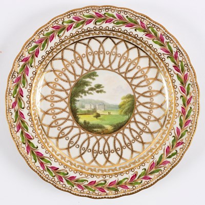 Lot 245 - A Derby topographical plate painted Kedleston...