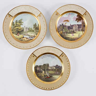 Lot 248 - Three Chamberlains Worcester plates painted...