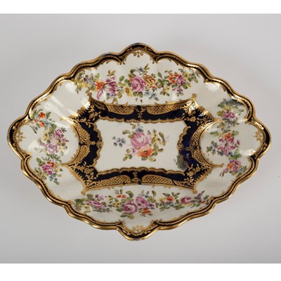 Lot 263 - A Derby lozenge dish with floral swags and...