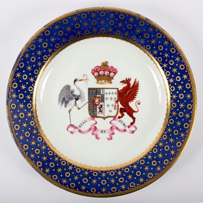 Lot 267 - A Derby 'Trial by Jury' armorial plate, 25cm...