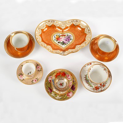 Lot 276 - A group of English porcelain cabinet cups,...