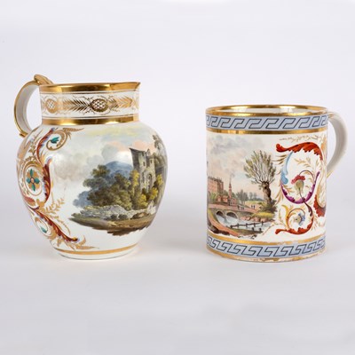 Lot 282 - A Derby topographical jug, circa 1815, red...