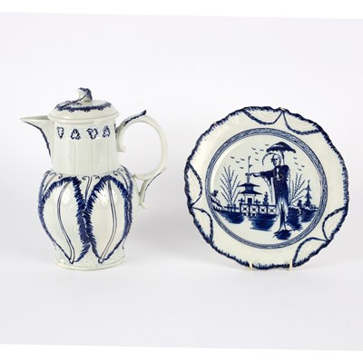 Lot 311 - An English pearlware baluster leaf moulded jug,...