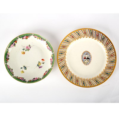 Lot 312 - A Derby armorial plate, with pink marks, circa...