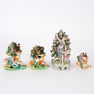 Lot 319 - Three Derby models of deer, circa 1775,...