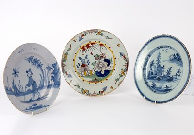 Lot 349 - Three English delftware dishes, 18th Century,...