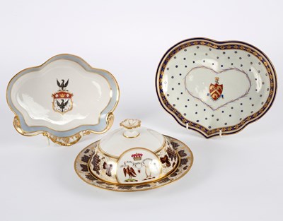 Lot 355 - A Derby armorial kidney-shaped dish, circa...