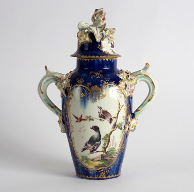 Lot 357 - A Derby blue ground two-handled vase and cover...