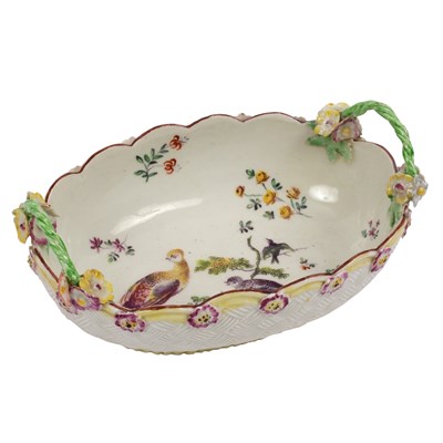 Lot 365 - A Derby small oval basket, circa 1760, with...