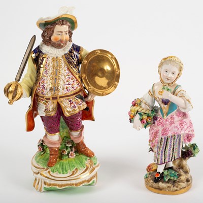 Lot 389 - A Derby figure of Falstaff, 23.5cm high and a...