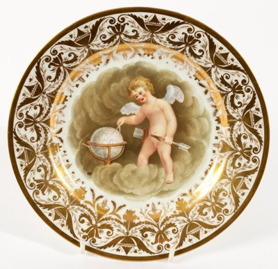 Lot 395 - A Derby cabinet plate, circa 1815, painted...