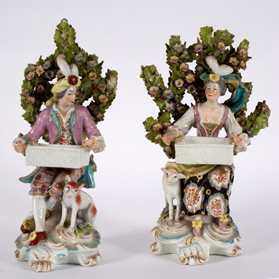 Lot 399 - A pair of Chelsea Derby porcelain figures of...