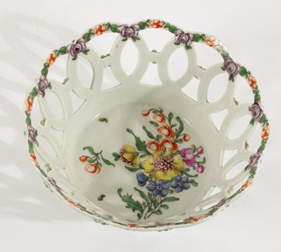 Lot 401 - A Worcester circular basket, circa 1760,...