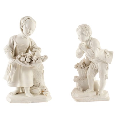 Lot 408 - A pair of Sèvres white biscuit figures of a...