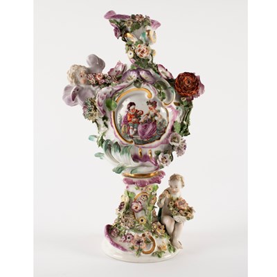 Lot 409 - A Chelsea porcelain vase of elaborate Rococo...