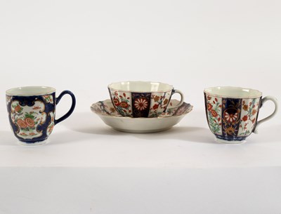 Lot 417 - A Worcester fluted trio, circa 1770, painted...