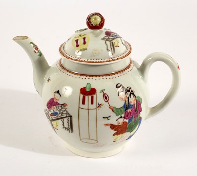 Lot 418 - A Worcester polychrome teapot and cover, circa...