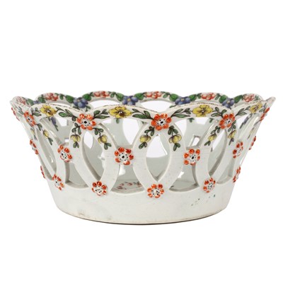 Lot 421 - A Worcester circular basket, circa 1760,...