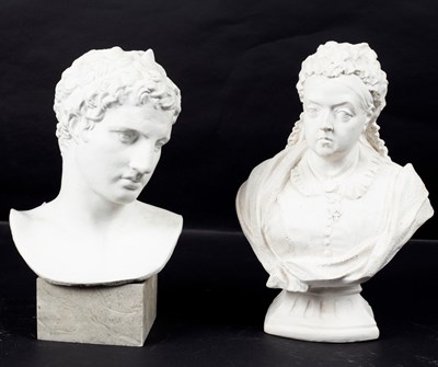 Lot 466 - A plaster bust of a classical youth on wooden...