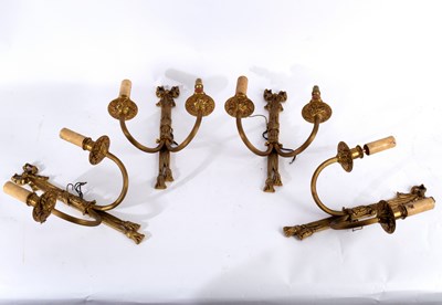 Lot 472 - A set of four two-branch, two-light wall...