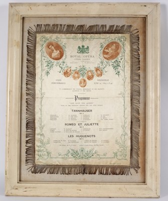 Lot 510 - A silk opera programme to commemorate Queen...