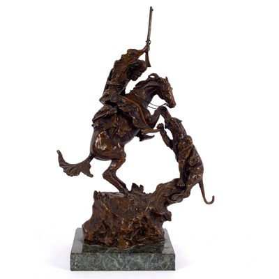 Lot 526 - After Frederic Remington a bronze model of an...