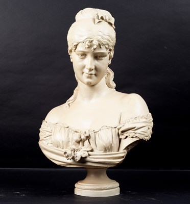 Lot 549 - A resin bust of a young woman, signed C Lapini,...