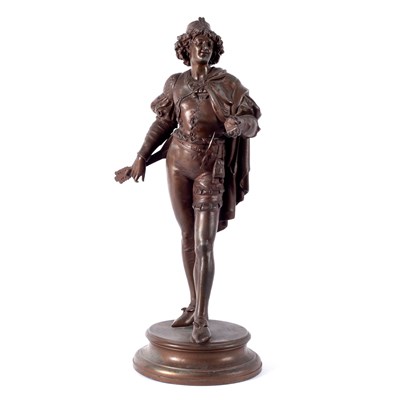 Lot 552 - A spelter figure of a musician, 43cm high