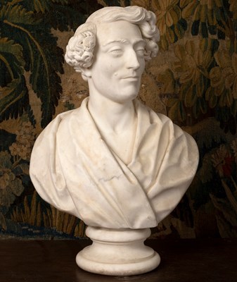 Lot 553 - A 19th Century marble bust of a young man, on...