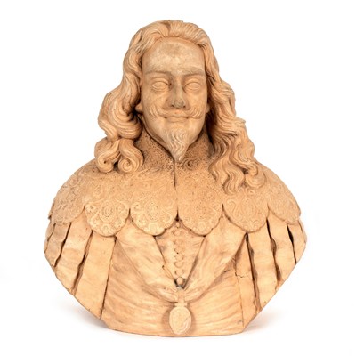 Lot 554 - A 19th Century terracotta bust of Charles I,...