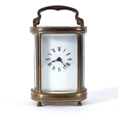 Lot 568 - A miniature eight-day carriage clock, 10cm...