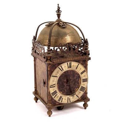 Lot 585 - A 19th Century brass lantern type clock with...