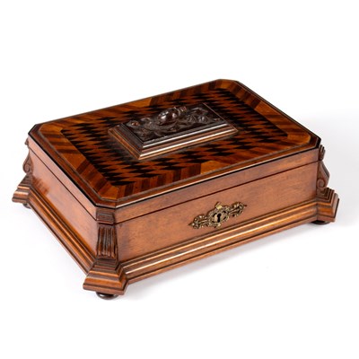 Lot 601 - A Continental parquetry inlaid jewel box, of...