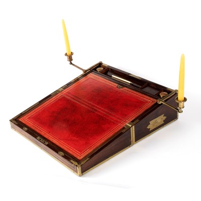 Lot 602 - A George IV rosewood and brass inlaid campaign...