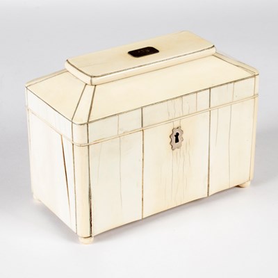 Lot 607 - A Regency ivory tea caddy of sarcophagus form,...